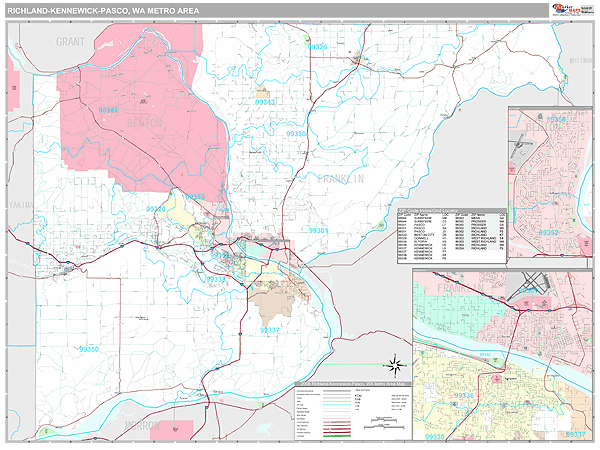 Richland-Kennewick-Pasco Metro Area Wall Map
